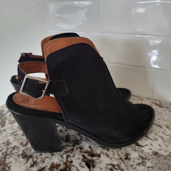 FRYE Black leather block heel cut out sandals size 10B - Picture 2 of 8